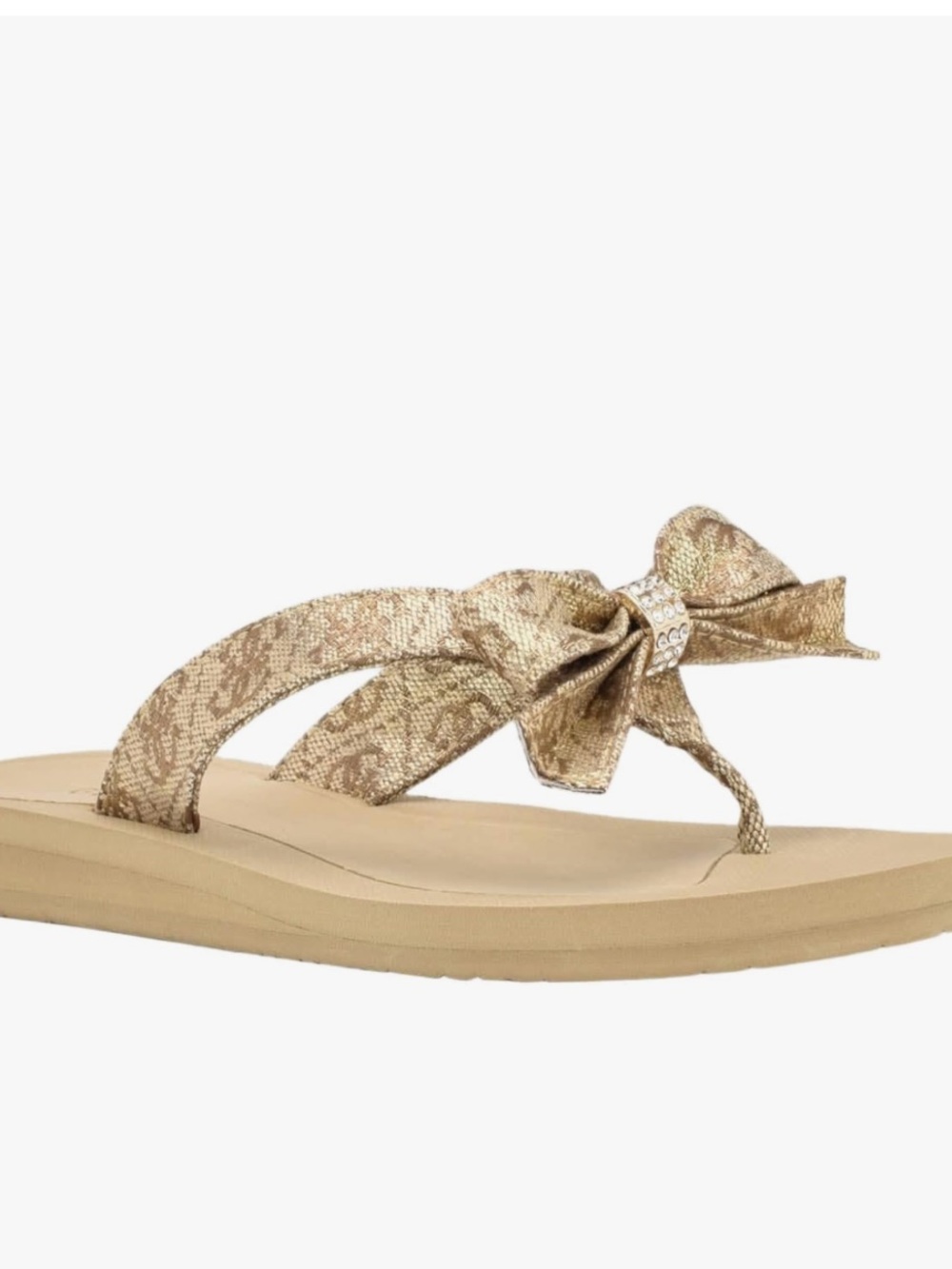GUESS Glitter Slide Sandals - Beige/Gold